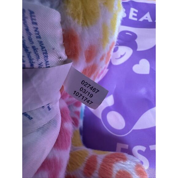 17" Build A Bear Rainbow Tie Dye Leopard Kitty Cat Plush Stuffed Toy With Bag - Picture 9 of 9